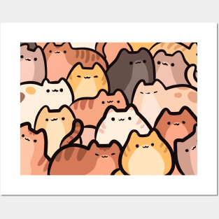 Cute Clowder of Brown Cats and Kitten stacked Posters and Art